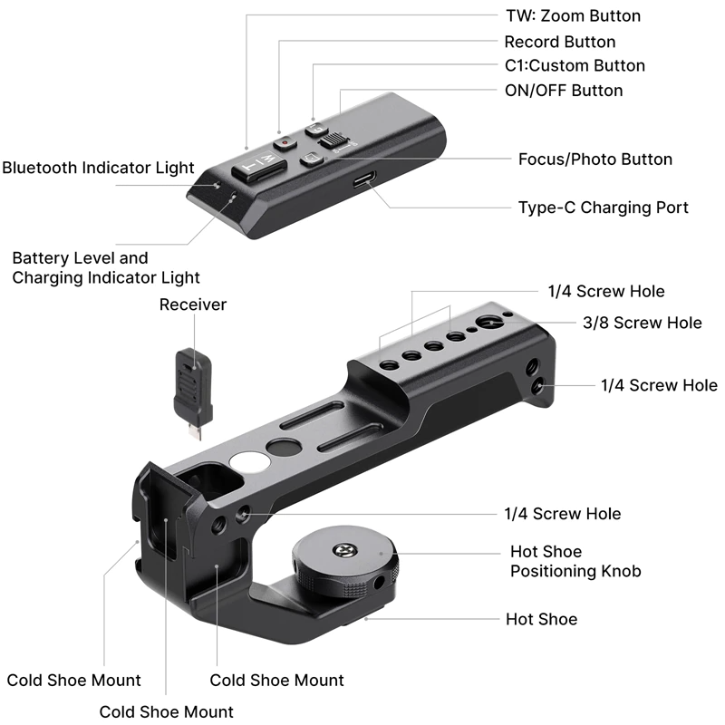 Ручка Ulanzi Shoe-Mount Top Handle with Bluetooth Remote (R091) [75340] 