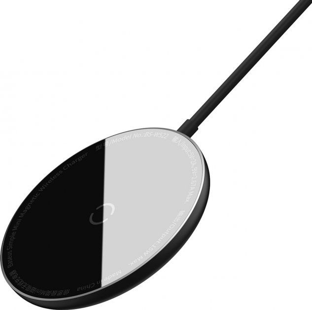 Бездротовий зарядний пристрій Baseus Simple Mini Magnetic Wireless Charger Black (WXJK-F01)