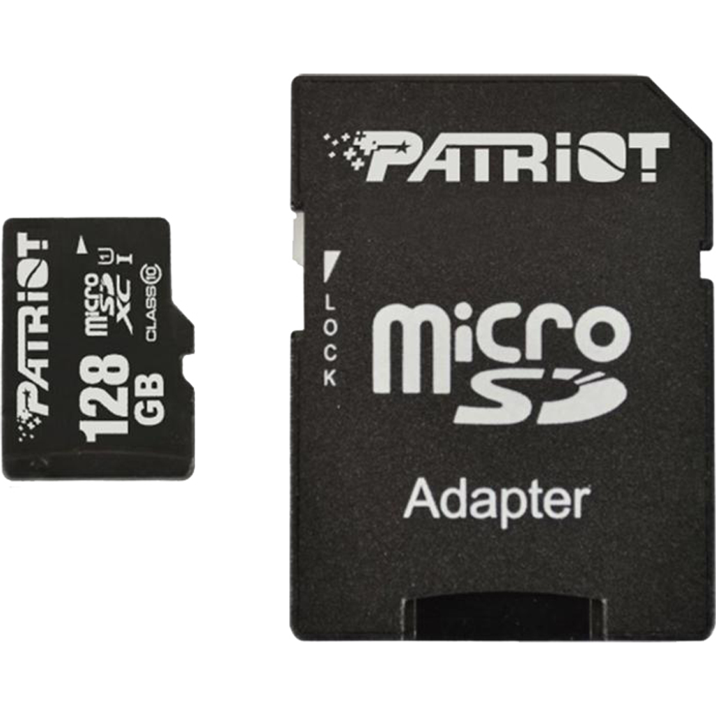 

Карта памяти Patriot LX microSDHC 128GB UHS-I Class 10 + SD адаптер (PSF128GMCSDXC10)