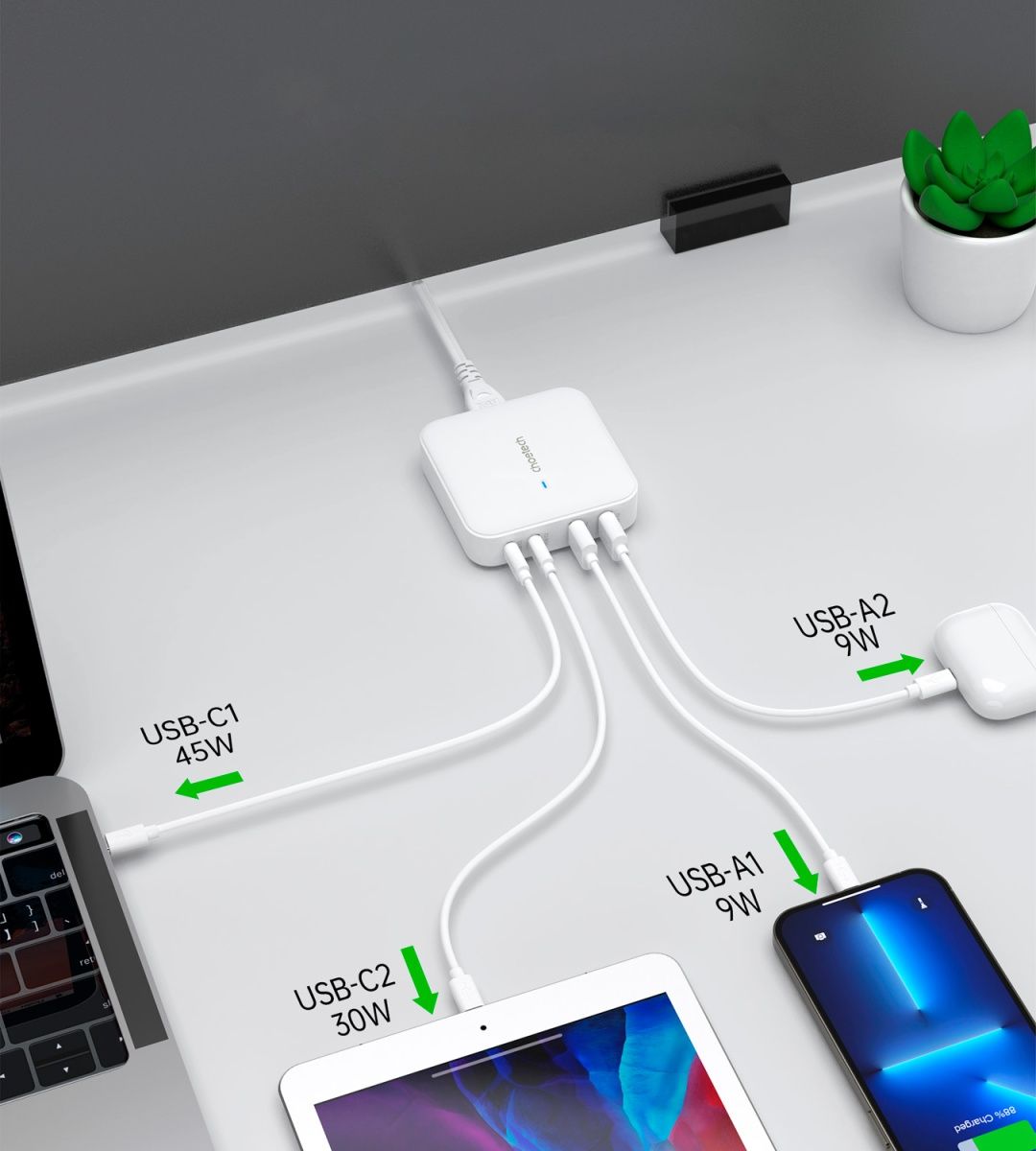 Мережевий зарядний пристрій Choetech PD8008 100W Desktop GaN Charger White (PD8008-EU-WH)