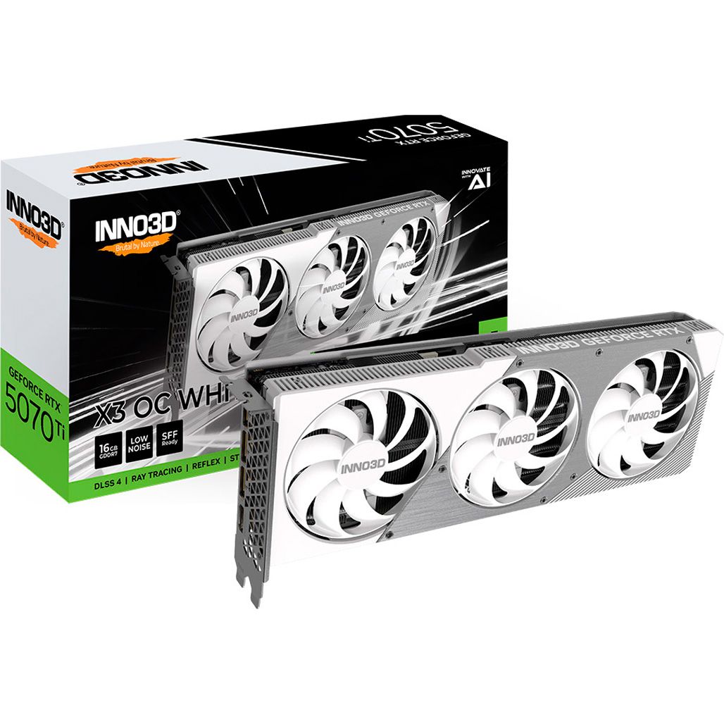 

Відеокарта Inno3D GeForce RTX 5070 Ti X3 OC White (N507T3-16D7X-176068W) UA