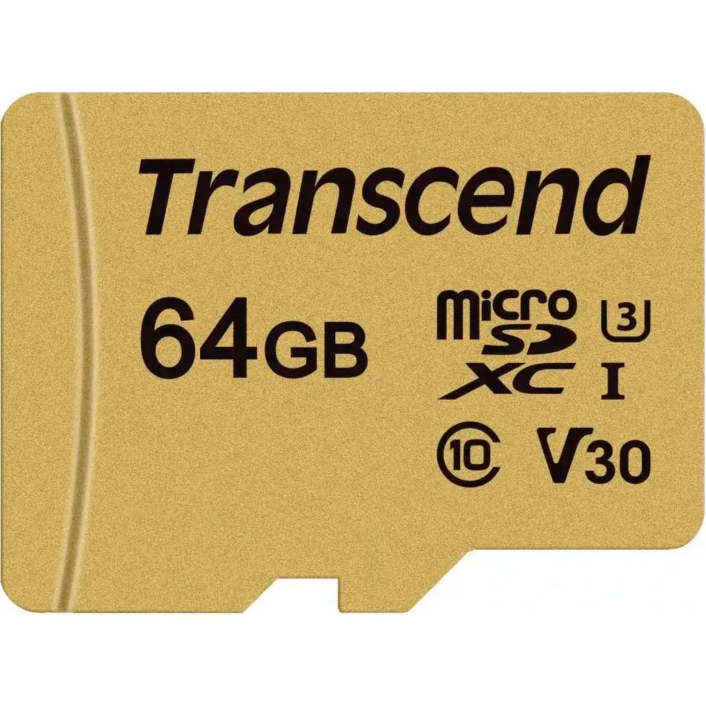 Карта пам`яті Transcend microSDXC 500S 64GB UHS-I U3 Class 10 + SD-adapter (TS64GUSD500S)