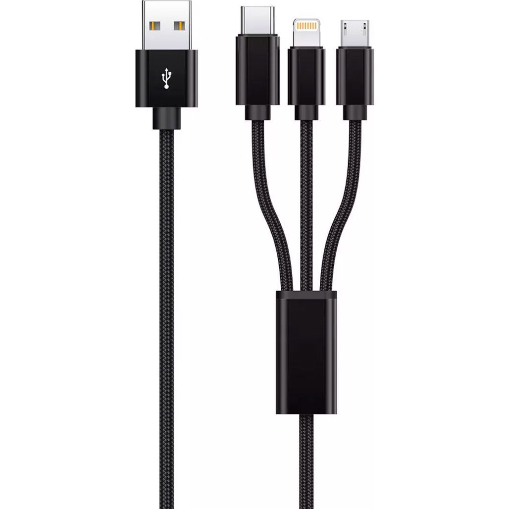 

Кабель Proove Triple Connection 3 in 1 USB-A to USB-C/Lightning/Micro-USB 3A 1.2m Black (CCTC20001501)