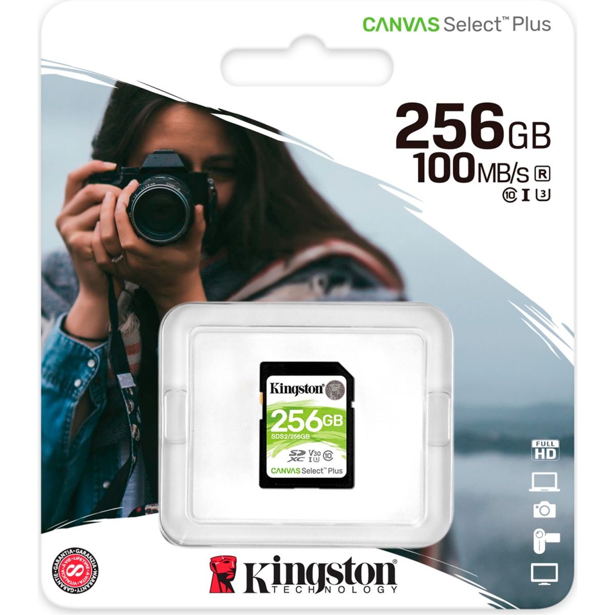 Карта пам`яті Kingston SDXC Canvas Select Plus 256GB Class 10 UHS-I U3 V30 (SDS2/256GB) 