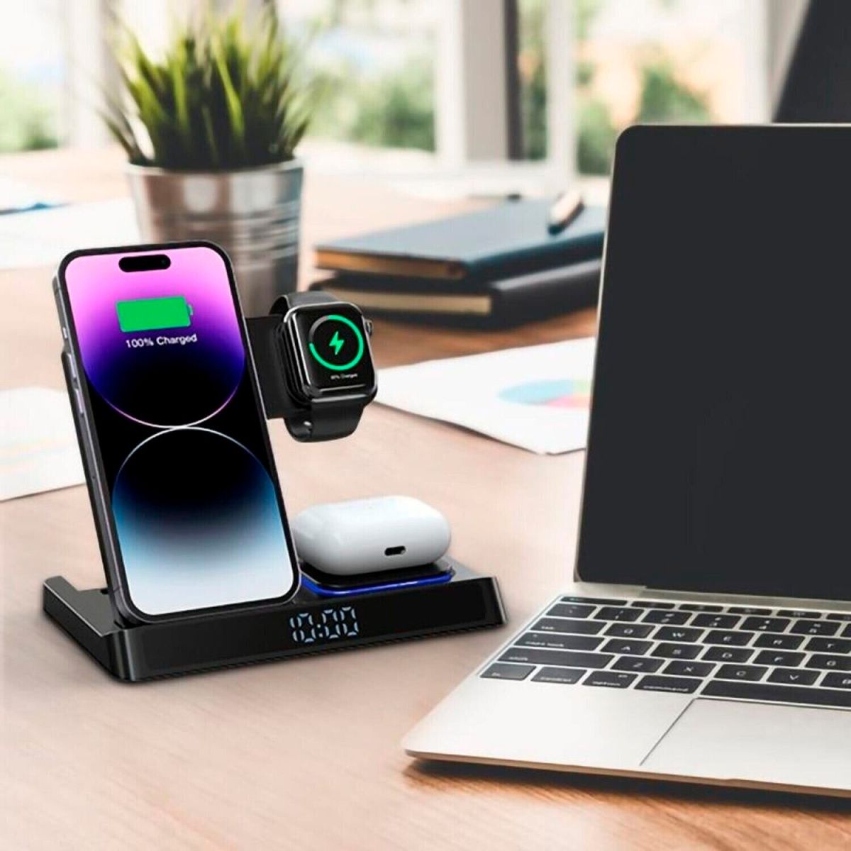 Бездротовий зарядний пристрій WiWU Wi-W006 3 в 1 Power Air Wireless Charger Black