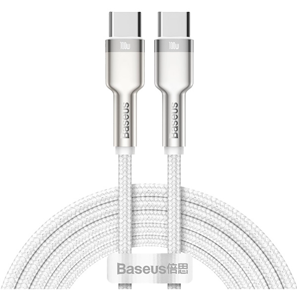

Кабель Baseus Cafule Metal USB-C to USB-C 100W 2m White (CATJK-D02)