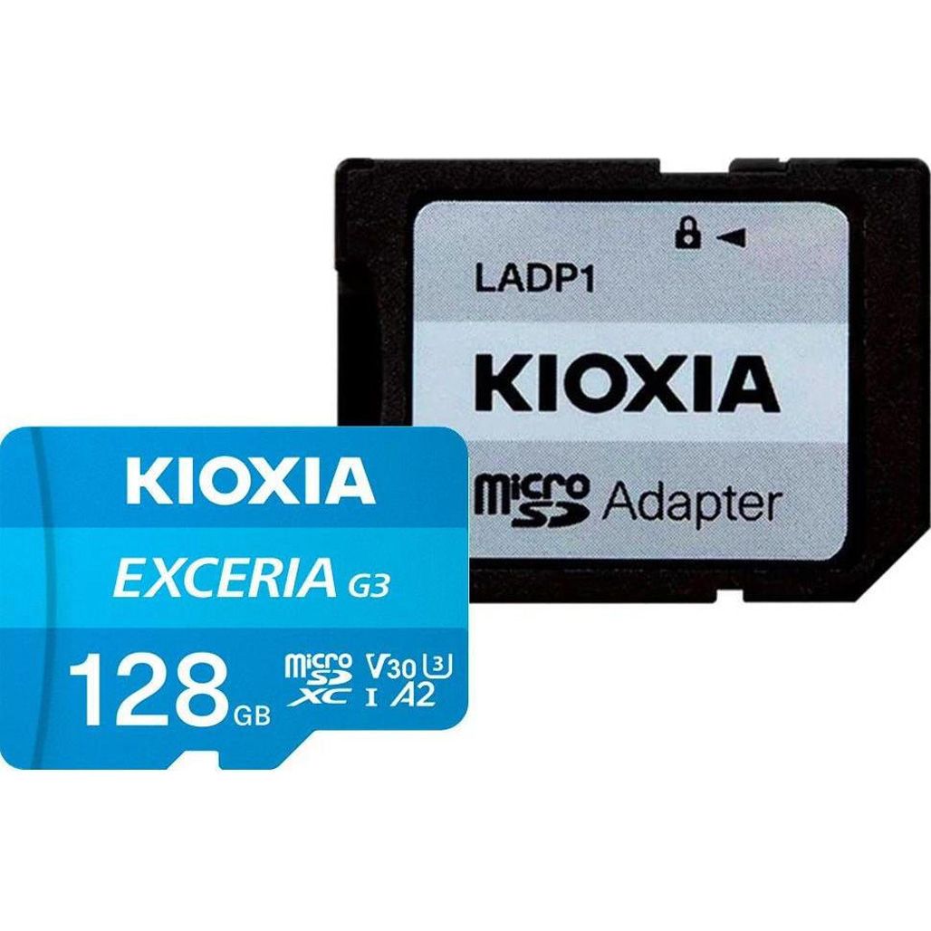 

Карта памяти Kioxia microSDXC Exceria G3 128GB Class 10 UHS-I U3 V30 + SD Adapter (LMEX3L128GG2)