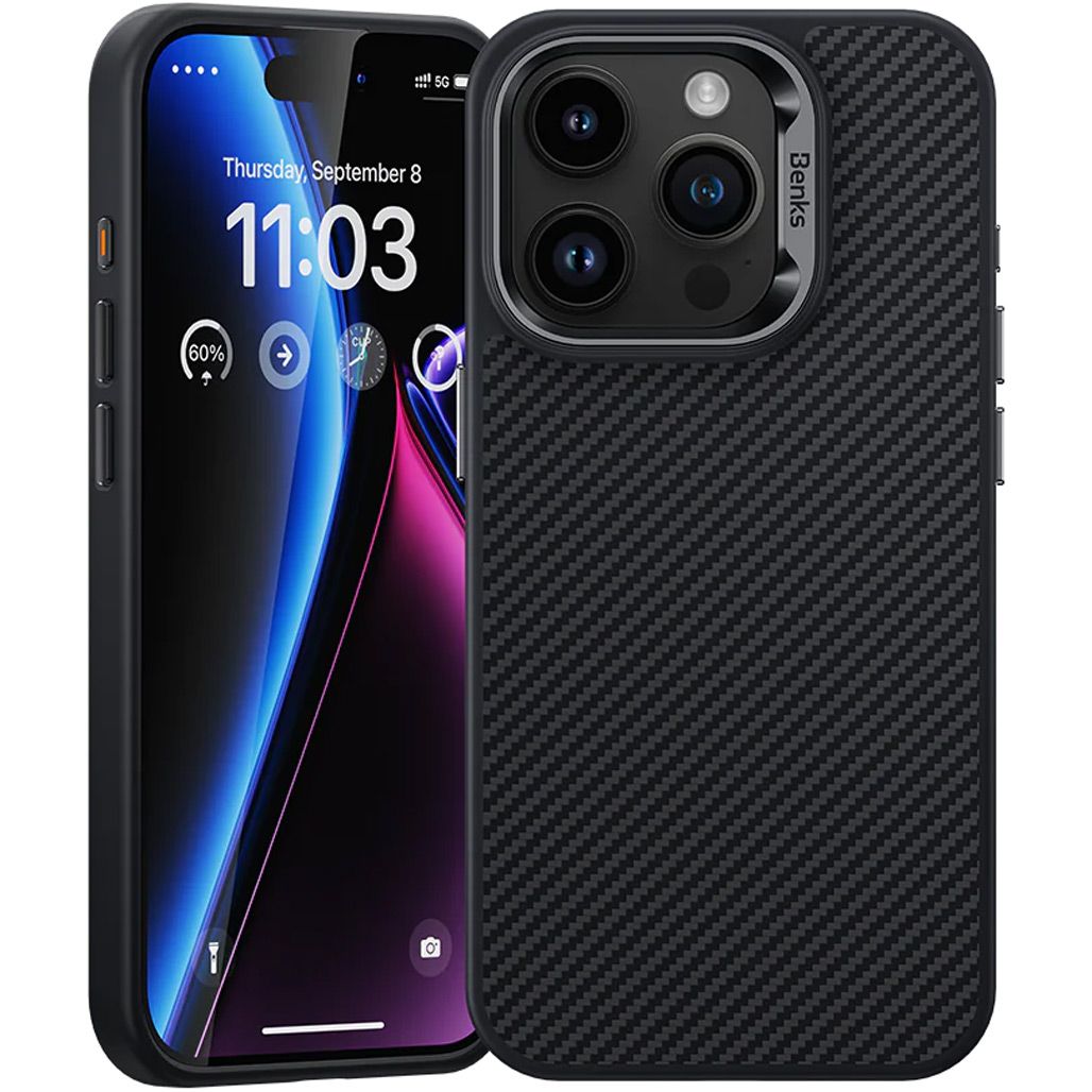 

Чехол Benks MagClap ArmorPro Kevlar Case 600D MagSafe для Apple iPhone 15 Pro Black