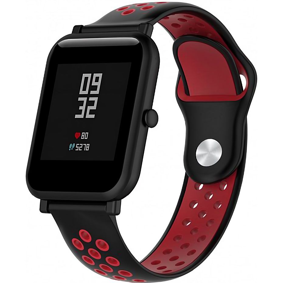 Універсальний ремінець для Amazfit Bip 20мм Black-Red (AMZBPSILNIKE-BRD) фото 3