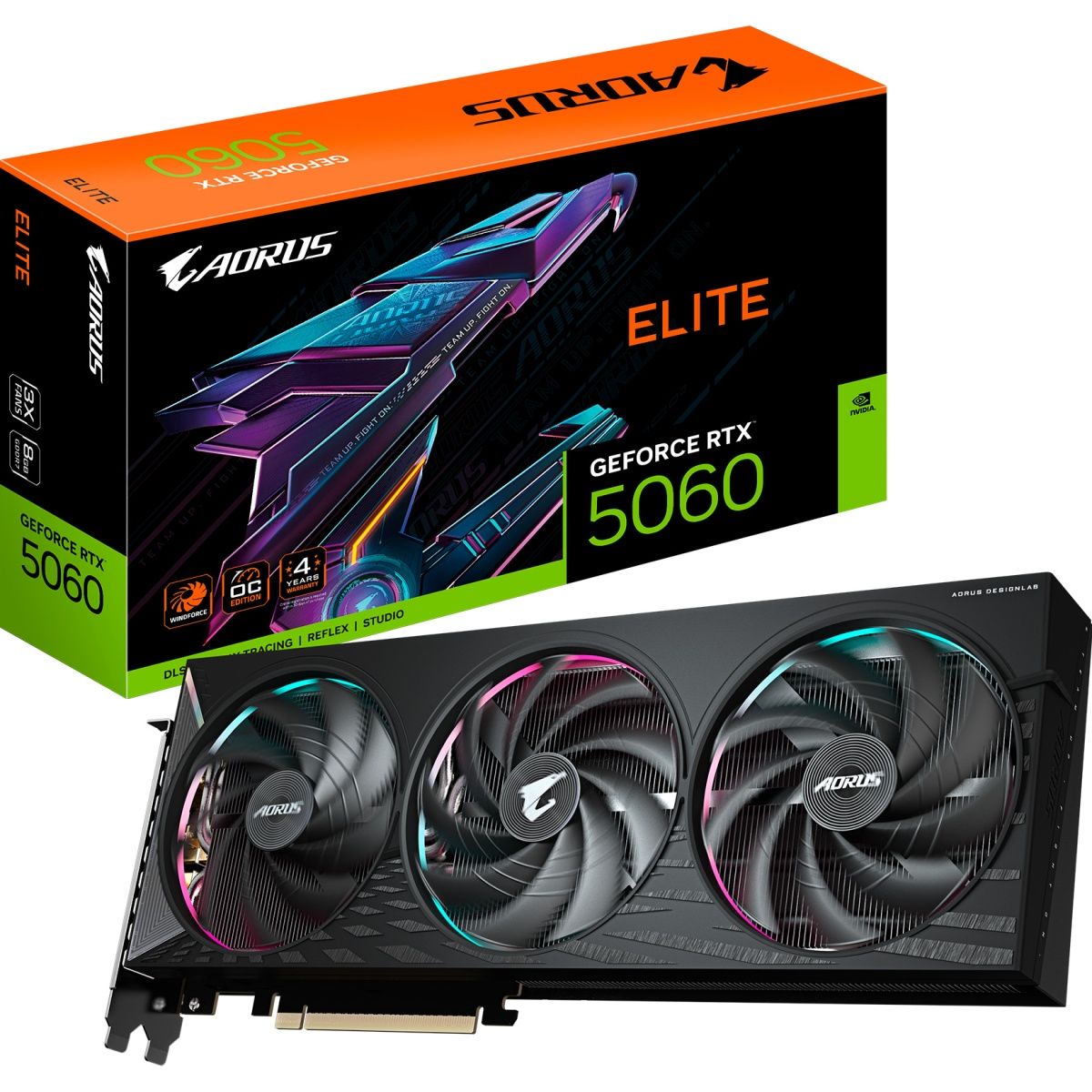 

Відеокарта AORUS GeForce RTX 5060 ELITE 8G (GV-N5060AORUS E-8GD) EU