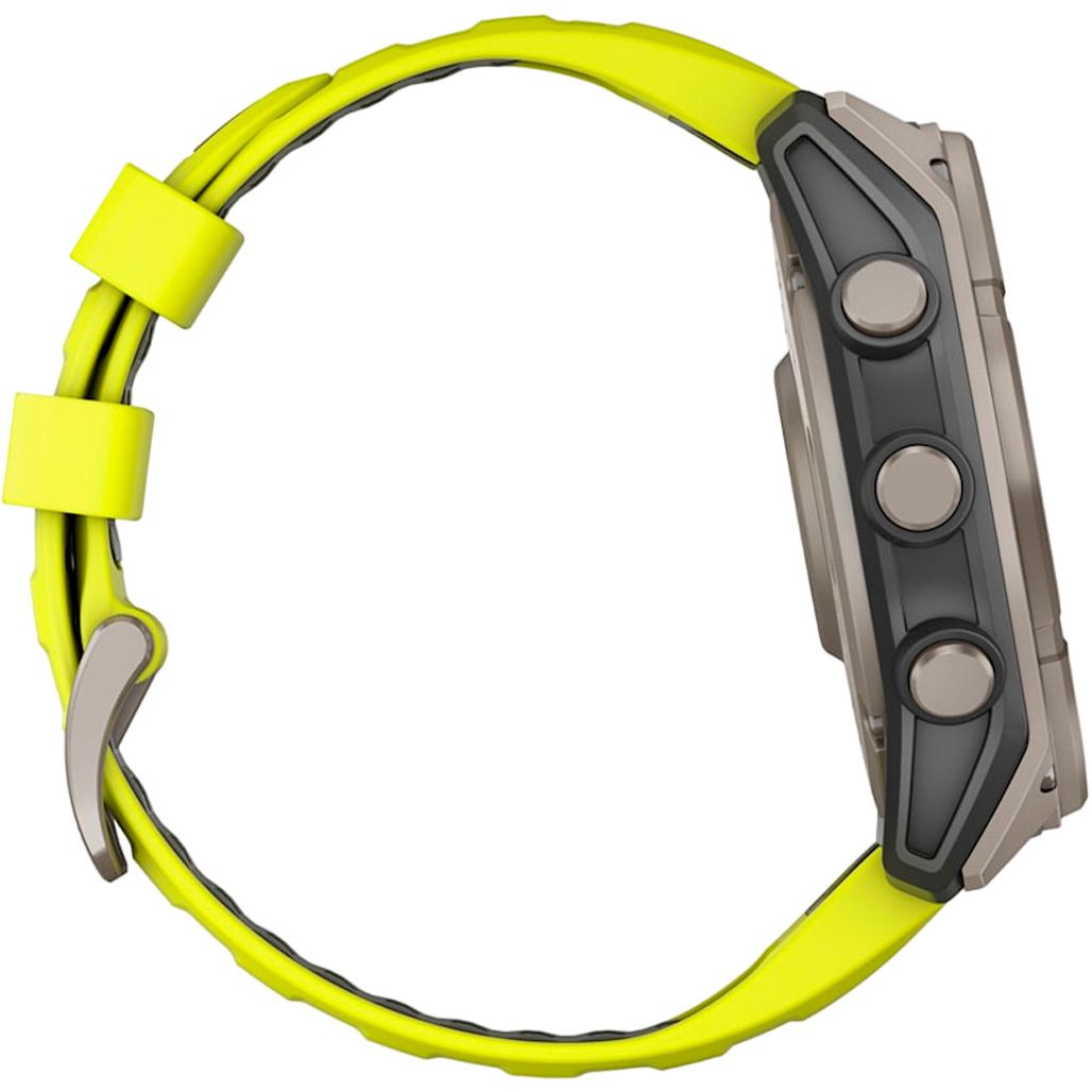 Смарт-годинник Garmin Fenix 8 Solar Sapphire 51mm Titanium with Amp Yellow/Graphite Silicone Band (010-02907-20)