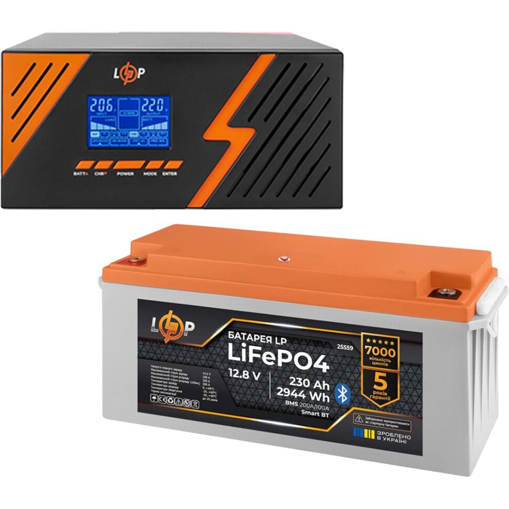 

Джерело безперебійного живлення (ДБЖ) LogicPower B1500 + АКБ LiFePO4 2944Wh Smart BT (40154)