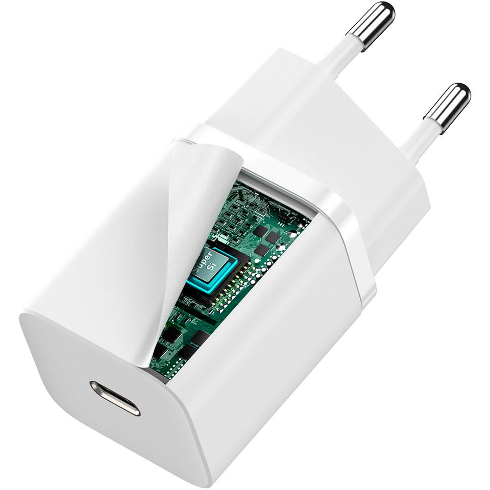 Мережевий зарядний пристрій Baseus Super Silicone PD 30W Type-C White (CCSUP-J02)