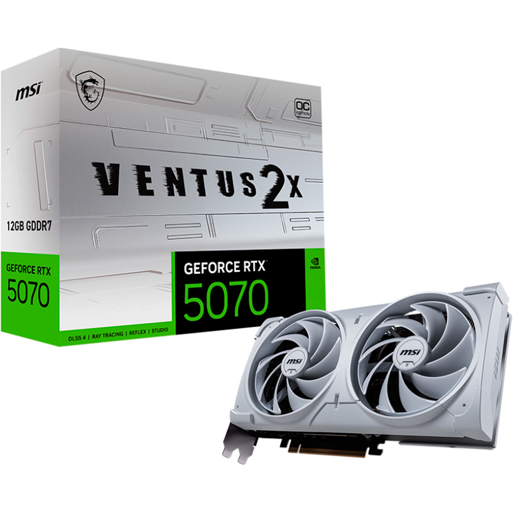 

Відеокарта MSI GeForce RTX 5070 12G VENTUS 2X OC White (G5070-12V2CW) UA
