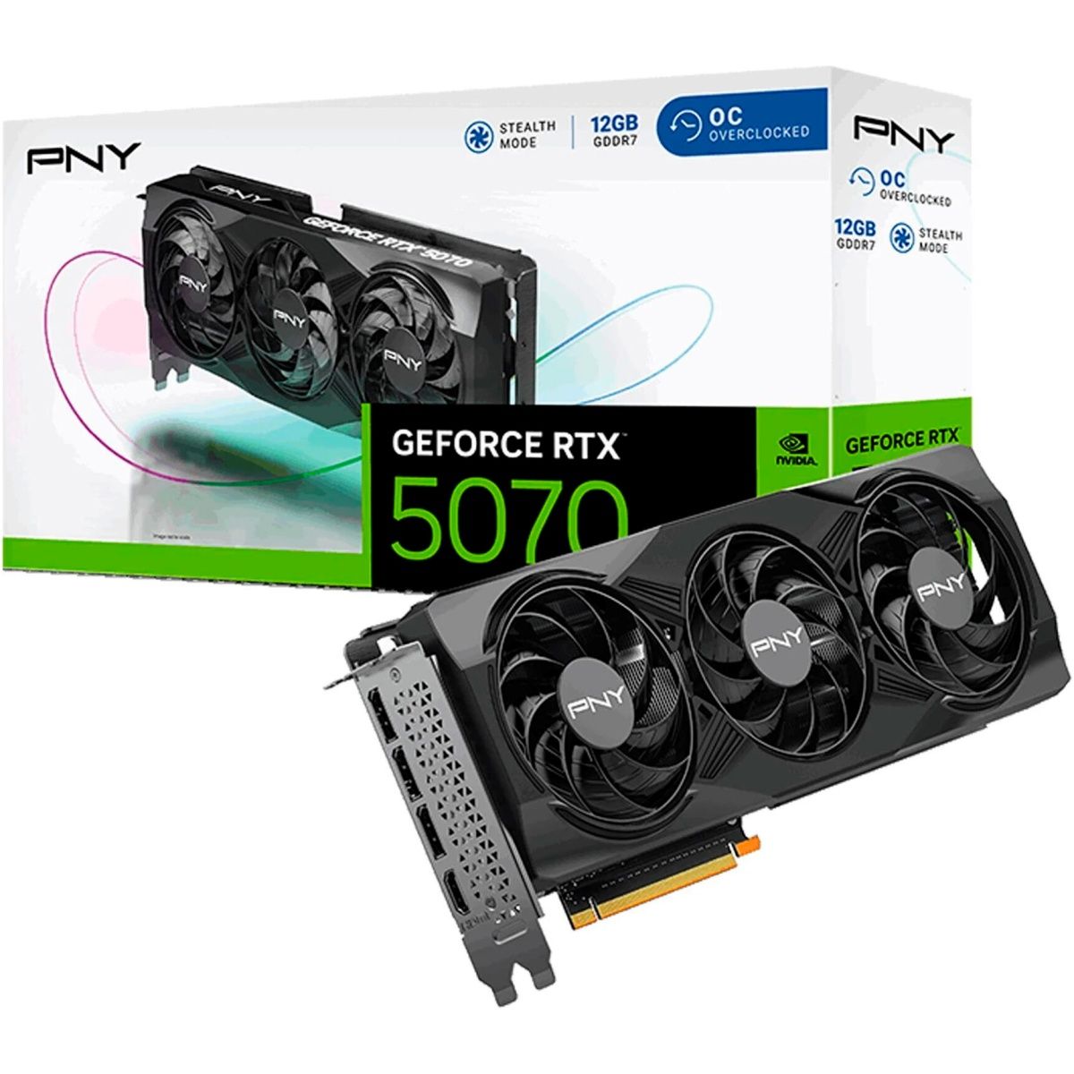 

Видеокарта PNY GeForce RTX 5070 Overclocked Triple Fan (VCG507012TFXPB1-O) EU