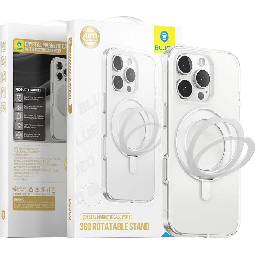 Чохол Blueo Crystal Case Rotatable Stand with MagSafe для Apple iPhone 16 Pro Transparent 