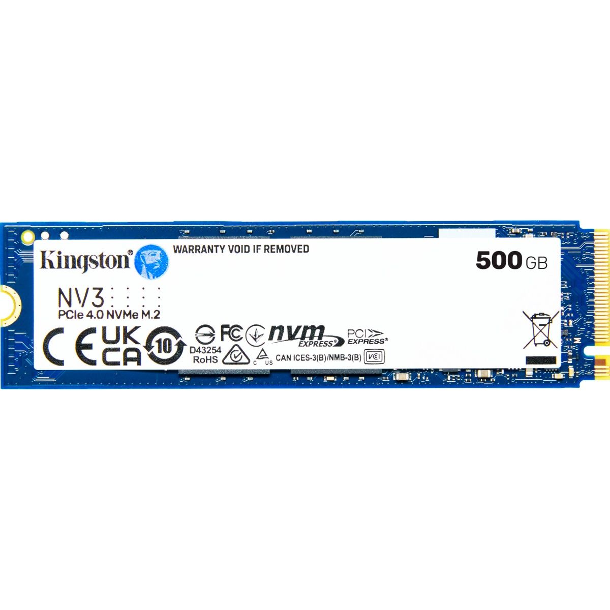 

SSD накопитель Kingston NV3 500GB M.2 2280 PCIe Gen 4.0 x4 (SNV3S/500G)