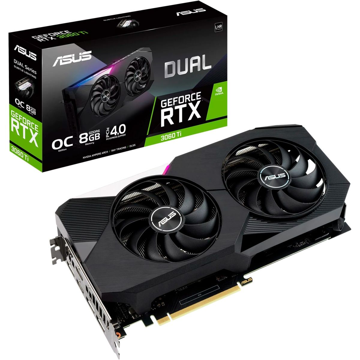

Відеокарта Asus Dual GeForce RTX 3060 Ti OC Edition V2 LHR 8GB GDDR6 (DUAL-RTX3060TI-O8G-V2) EU Вітрина