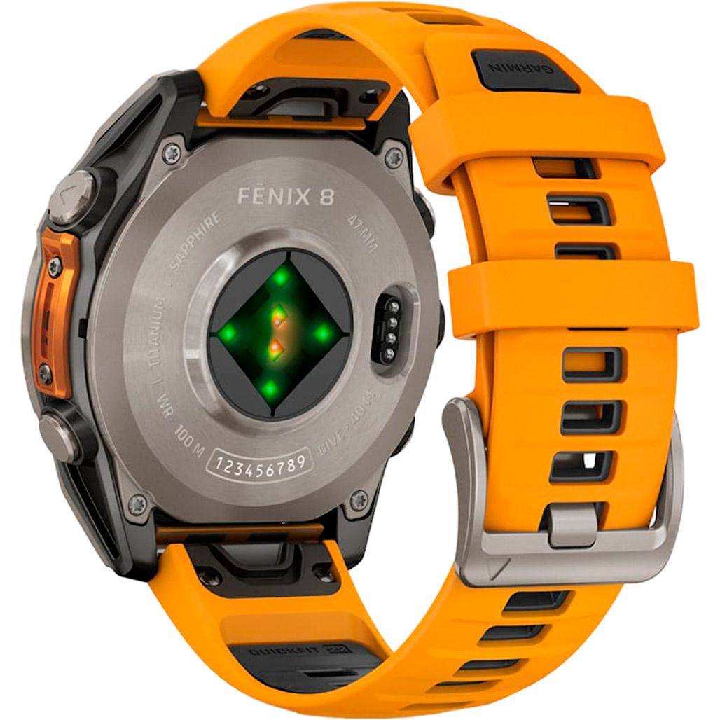 Смарт-годинник Garmin Fenix 8 AMOLED Sapphire 47mm Titanium with Spark Orange/Graphite Silicone Band (010-02904-10)