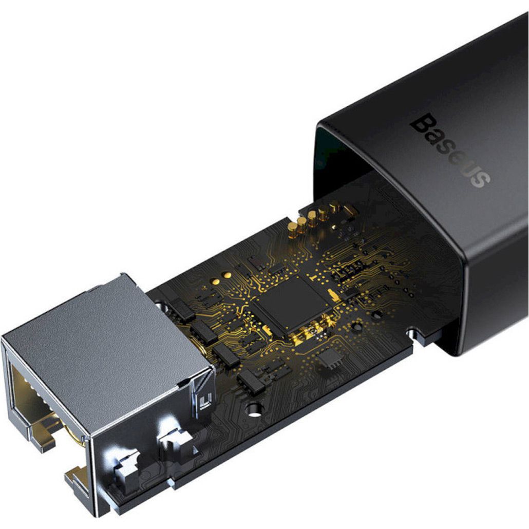 USB-хаб Baseus Lite Series USB-C to RJ45 LAN Adapter Black (WKQX000301)