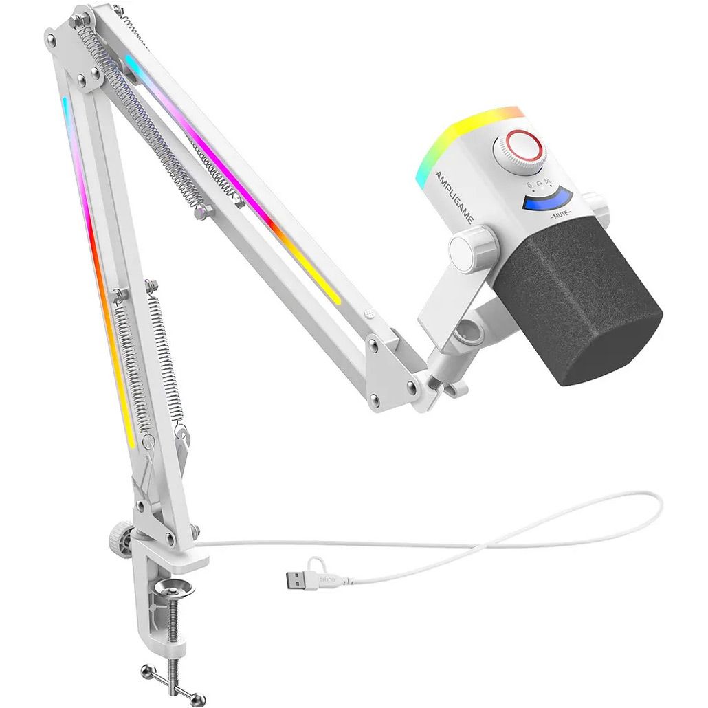 

Мікрофон Fifine AmpliGame AM8PROTW RGB White