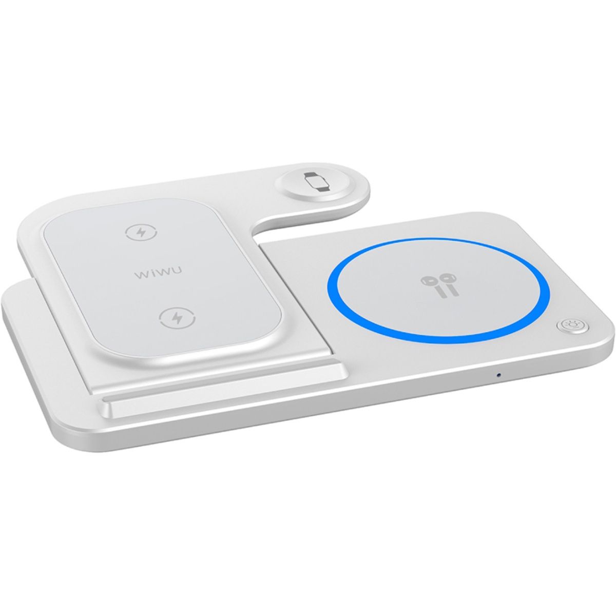 Бездротовий зарядний пристрій WiWU Wi-W020 Foldable Magnetic Station Wireless Charger 3in1 15W White (6976195093537)