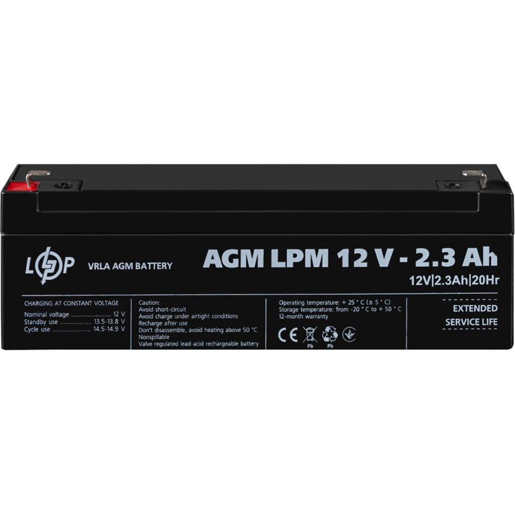 

Аккумулятор LogicPower AGM 12V (12V/2.3Ah/27.6Wh) (4132)