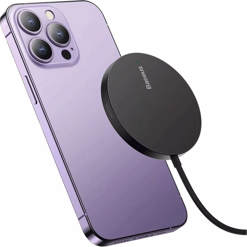 Бездротовий зарядний пристрій Baseus Simple Mini3 Magnetic Wireless Charger 15W Black (CCJJ040001)