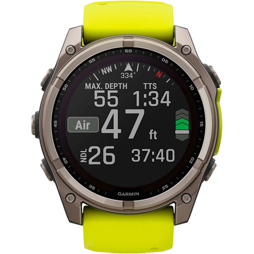 Смарт-годинник Garmin Fenix 8 Solar Sapphire 51mm Titanium with Amp Yellow/Graphite Silicone Band (010-02907-20)