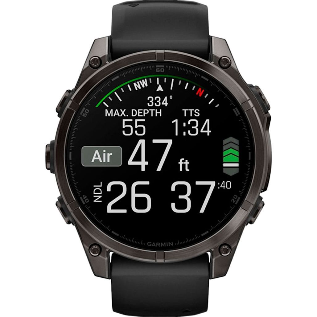 Смарт-годинник Garmin Fenix 8 AMOLED Sapphire 47mm Carbon Gray DLC Titanium with Black/Pebble Gray Silicone Band (010-02904-20) 