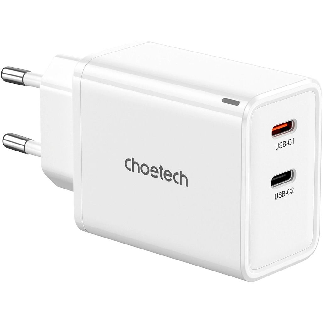 

Мережевий зарядний пристрій Choetech PD Dual USB-C Charger 65W White (PD6013-EU-WH)