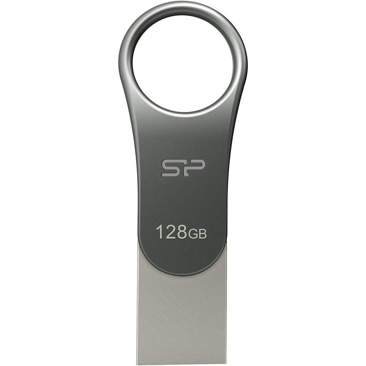 

USB флеш-накопичувач Silicon Power Mobile C80 128GB USB-A + USB-C 3.2 Silver (SP128GBUC3C80V1S)