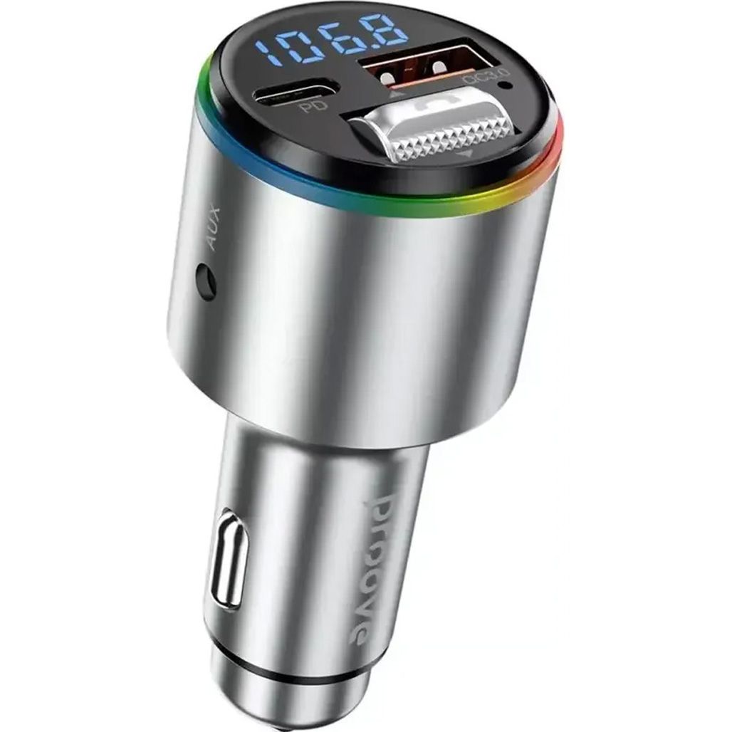 

FM-трансмітер Proove FM Launcher Power Drive 30W USB-C+USB-A+AUX Silver (FMPD30110006)