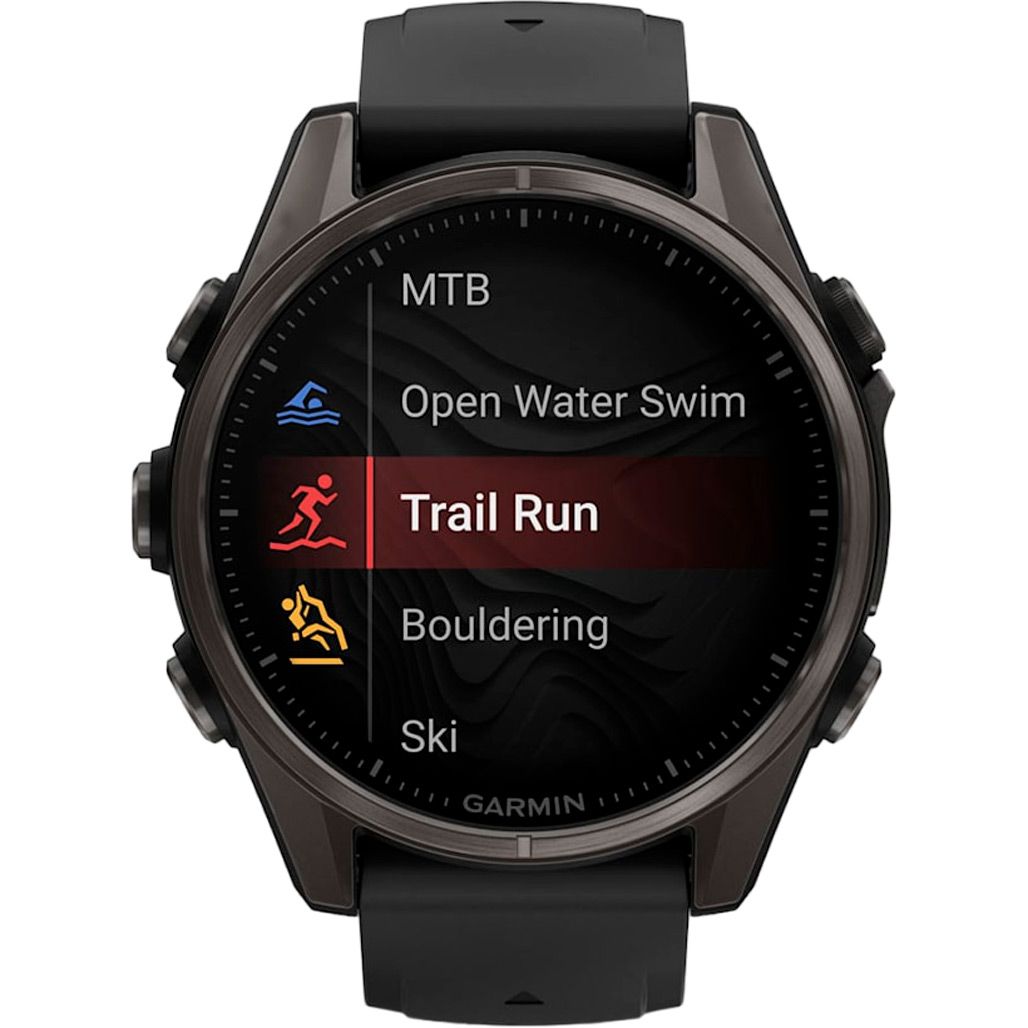 Смарт-годинник Garmin Fenix 8 AMOLED Sapphire 43mm Carbon Gray DLC Titanium with Black/Pebble Gray Silicone Band (010-02903-21)