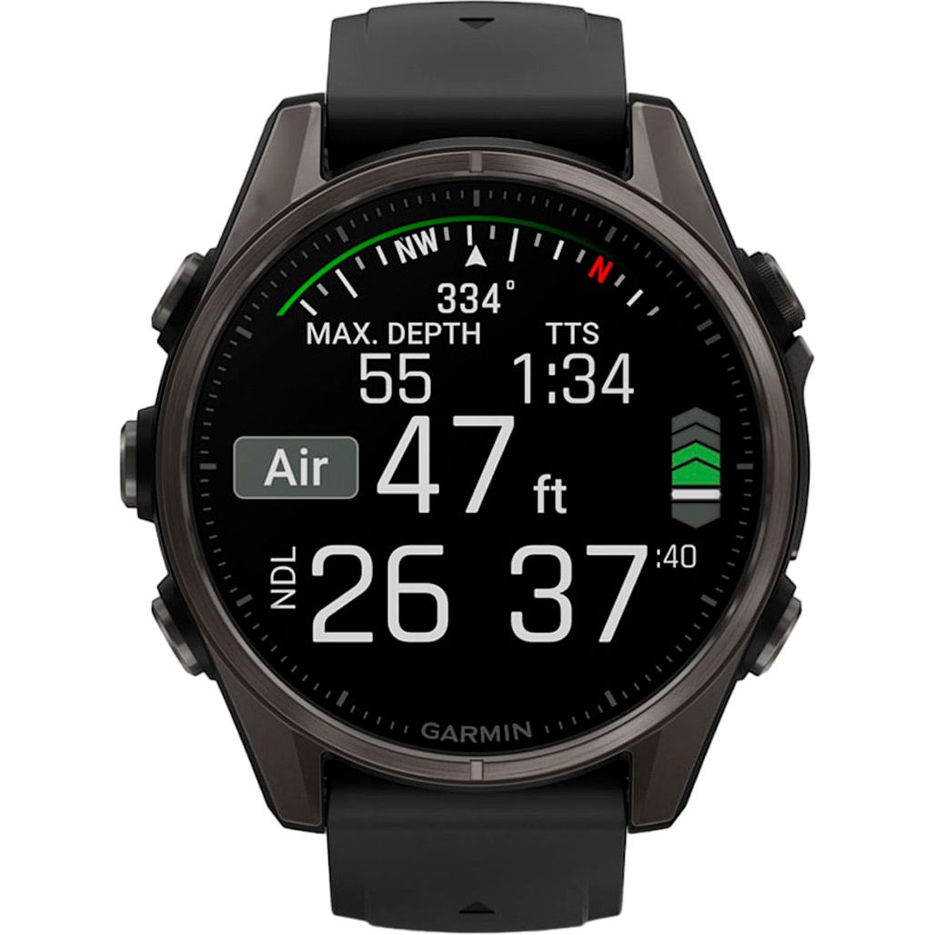 Смарт-годинник Garmin Fenix 8 AMOLED Sapphire 43mm Carbon Gray DLC Titanium with Black/Pebble Gray Silicone Band (010-02903-21)