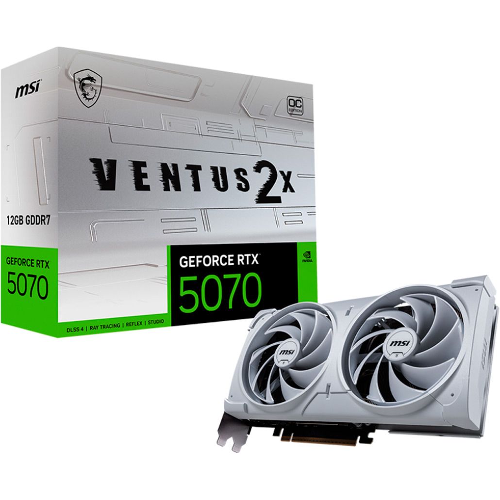 

Видеокарта MSI GeForce RTX 5070 12G VENTUS 2X OC White (G5070-12V2CW) UA