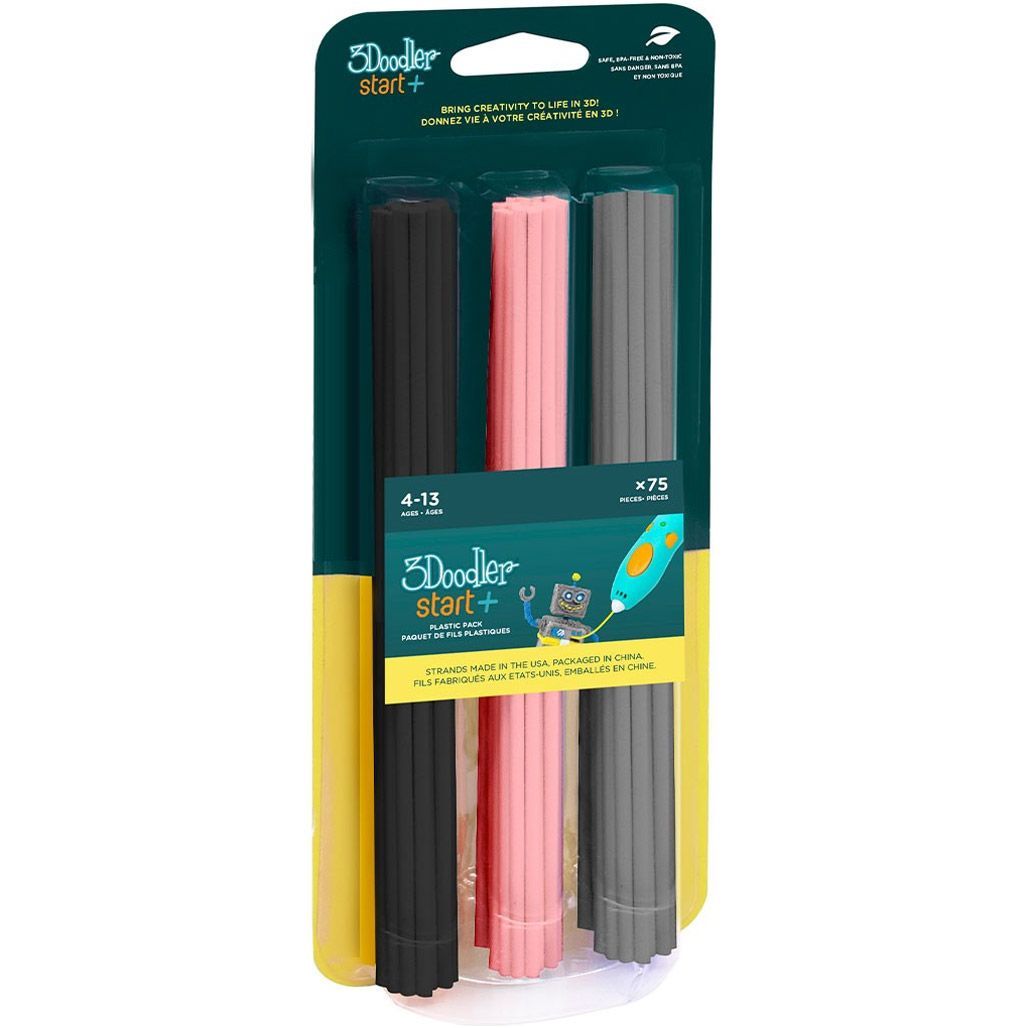 Набір стрижнів для 3D ручки 3Doodler Start 75 шт Чорний/Рожевий/Сірий (3DS-ECO-MIX3-75)
