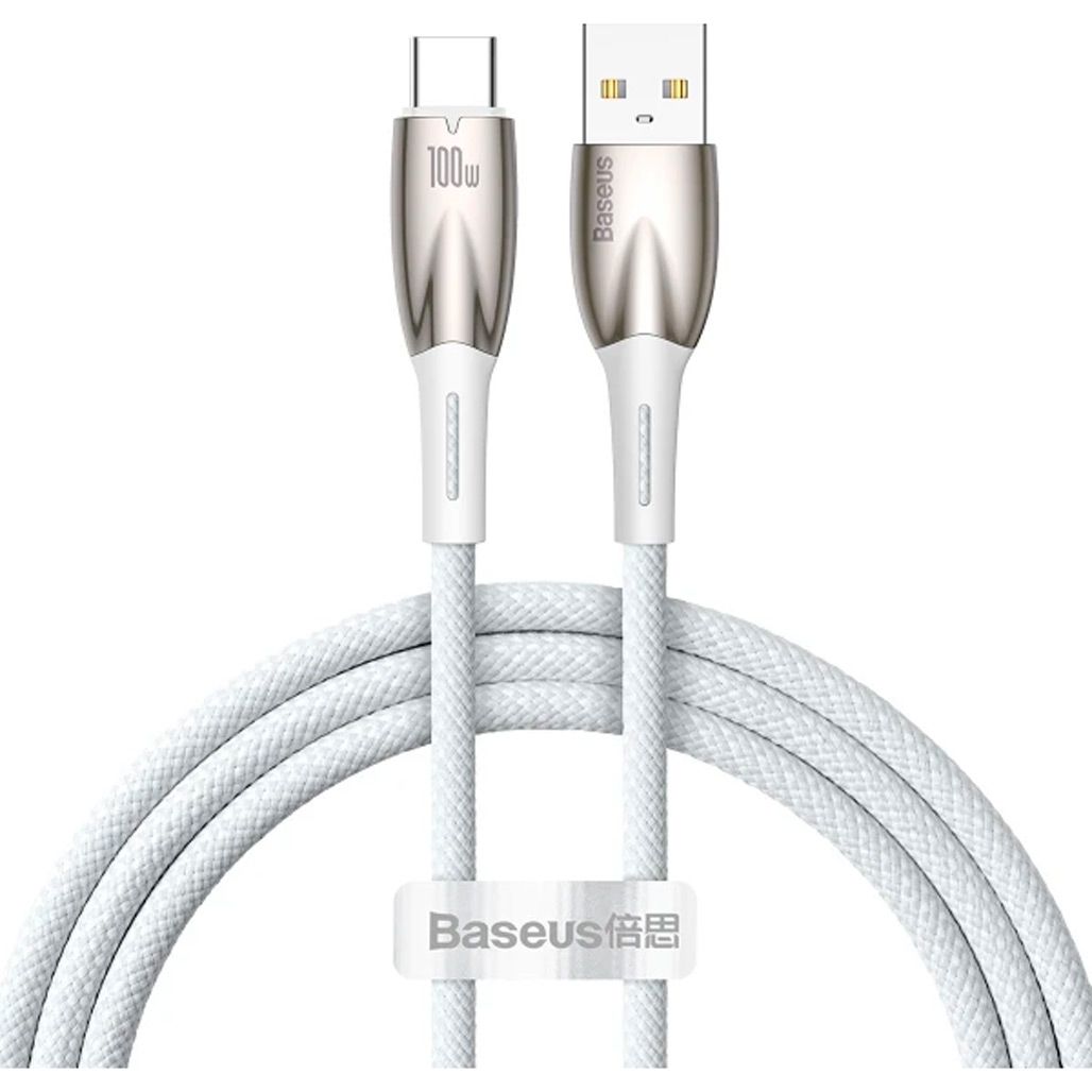 

Кабель Baseus Glimmer Series USB-А to USB-C 100W 1m White (CADH000402)