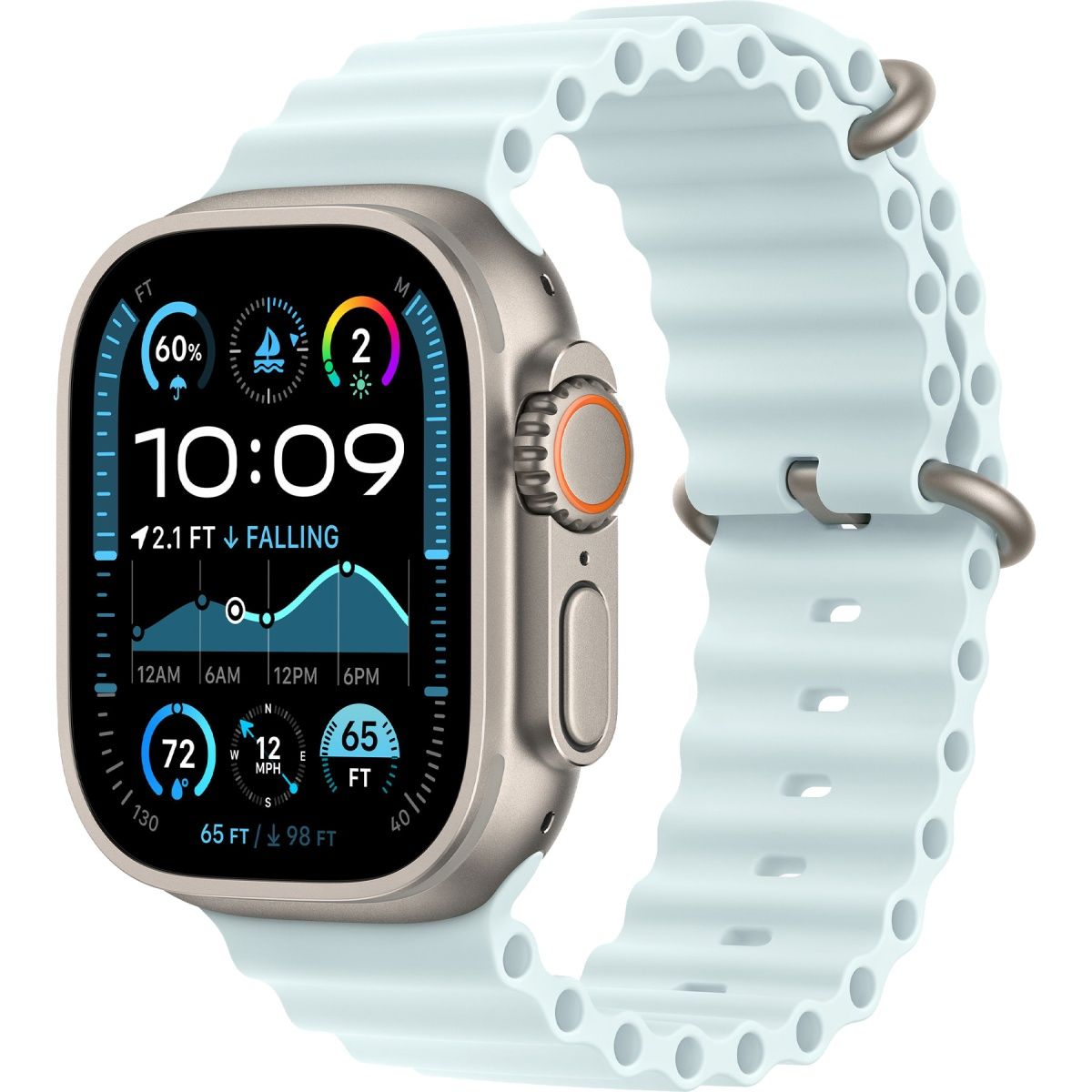 

Смарт-годинник Apple Watch Ultra 2 49mm Natural Titanium Case with Ice Blue Ocean Band (MYT03+MXTF3)