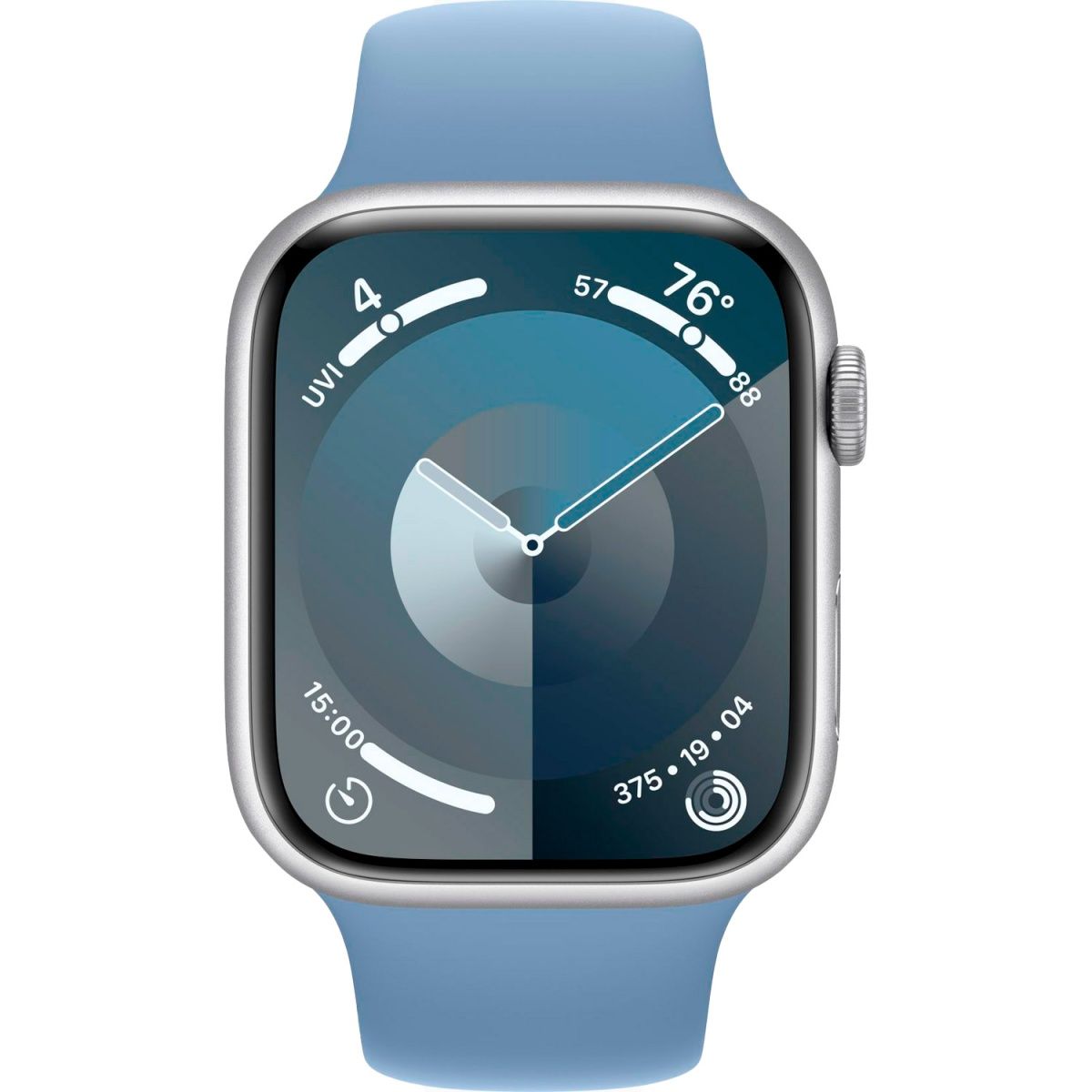 Смарт-годинник Apple Watch Series 9 GPS 45mm Silver Aluminum Case with Blue Sport Band S/M (MR9D3)