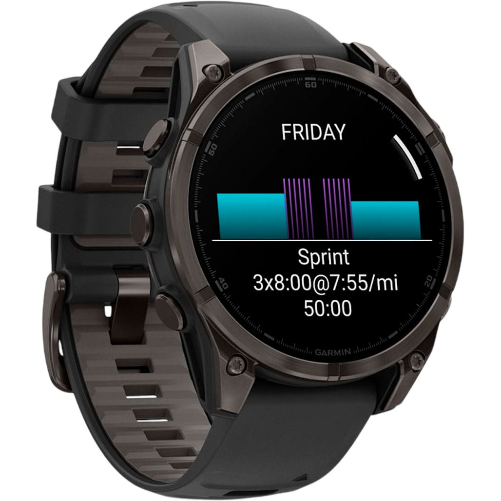 Смарт-годинник Garmin Fenix 8 AMOLED Sapphire 47mm Carbon Gray DLC Titanium with Black/Pebble Gray Silicone Band (010-02904-20) 