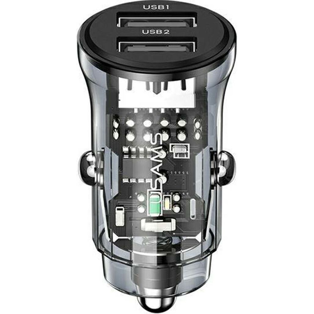Автомобильное зарядное устройство Usams US-CC162 C31 Dual USB-A+USB-A 15W Transparent