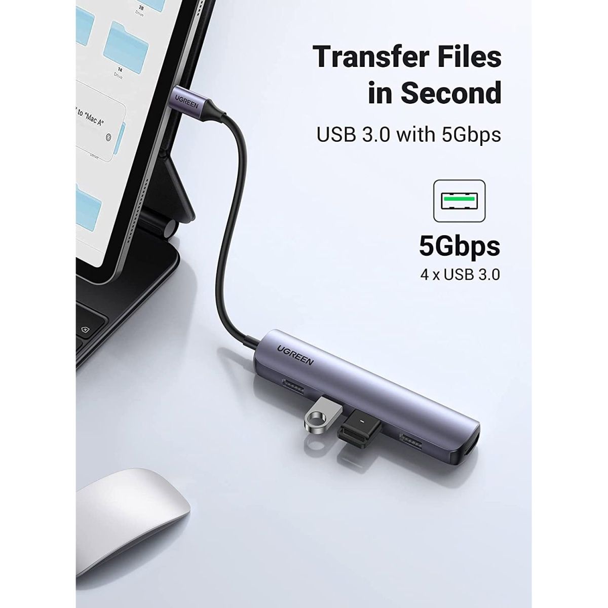 Мультифункціональний адаптер Ugreen 5 в 1 USB-C / 4xUSB 3.0 / 1x4K HDMI (20197)