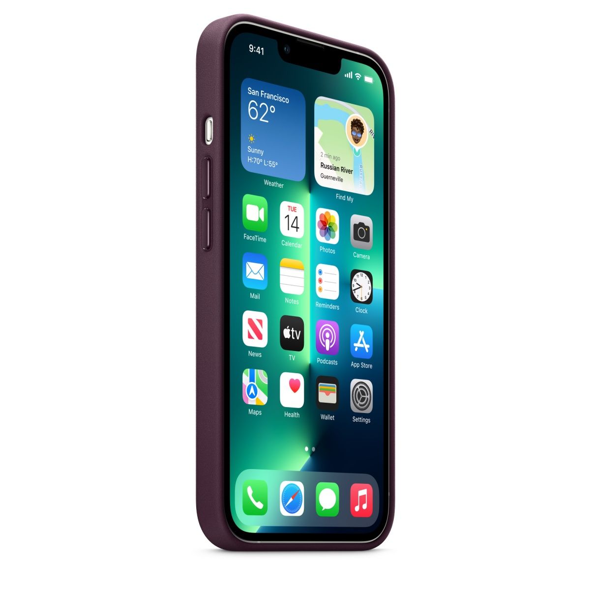Чохол Leather Case з MagSafe для Apple iPhone 13 Pro (6.1) (Dark Cherry) ААА