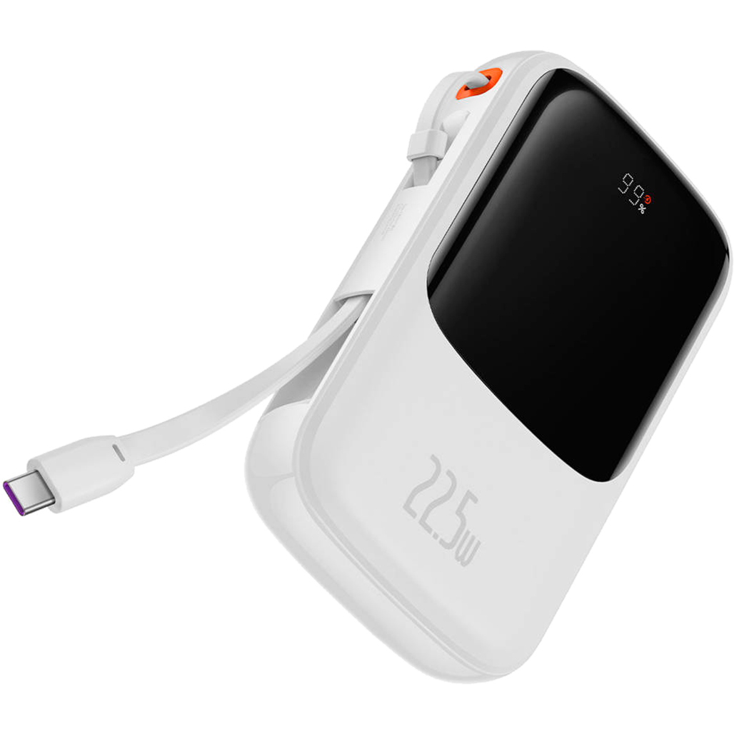 

Зовнішній акумулятор Baseus Qpow Pro Digital Display 22.5W Power Bank 10000mAh with Type-C Cable White (PPQD020102)