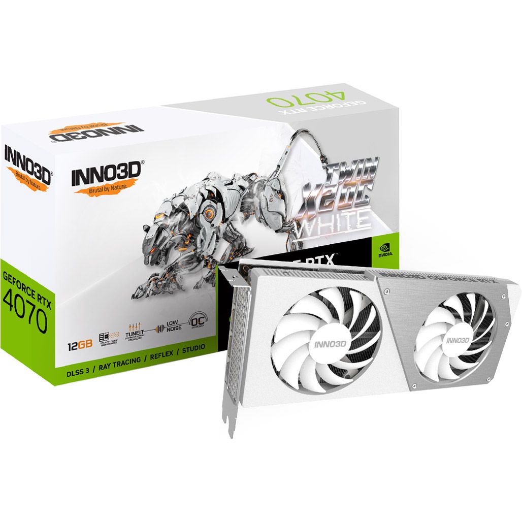 

Відеокарта Inno3D GeForce RTX 4070 Twin X2 OC White Stealth (N40702-126XX-183052V)