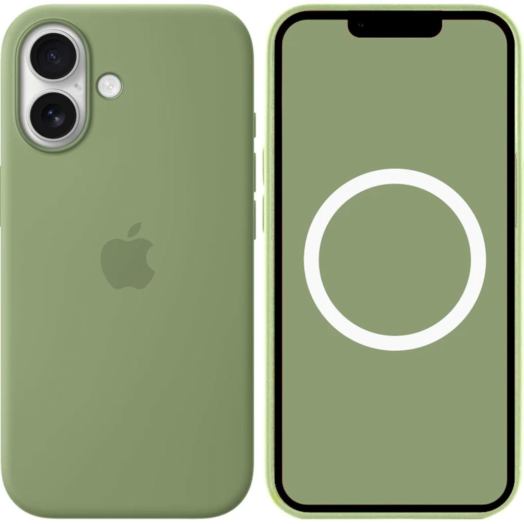 

Чехол Silicone Case with Button, Animation & MagSafe для Apple iPhone 17 Light Moss AAA