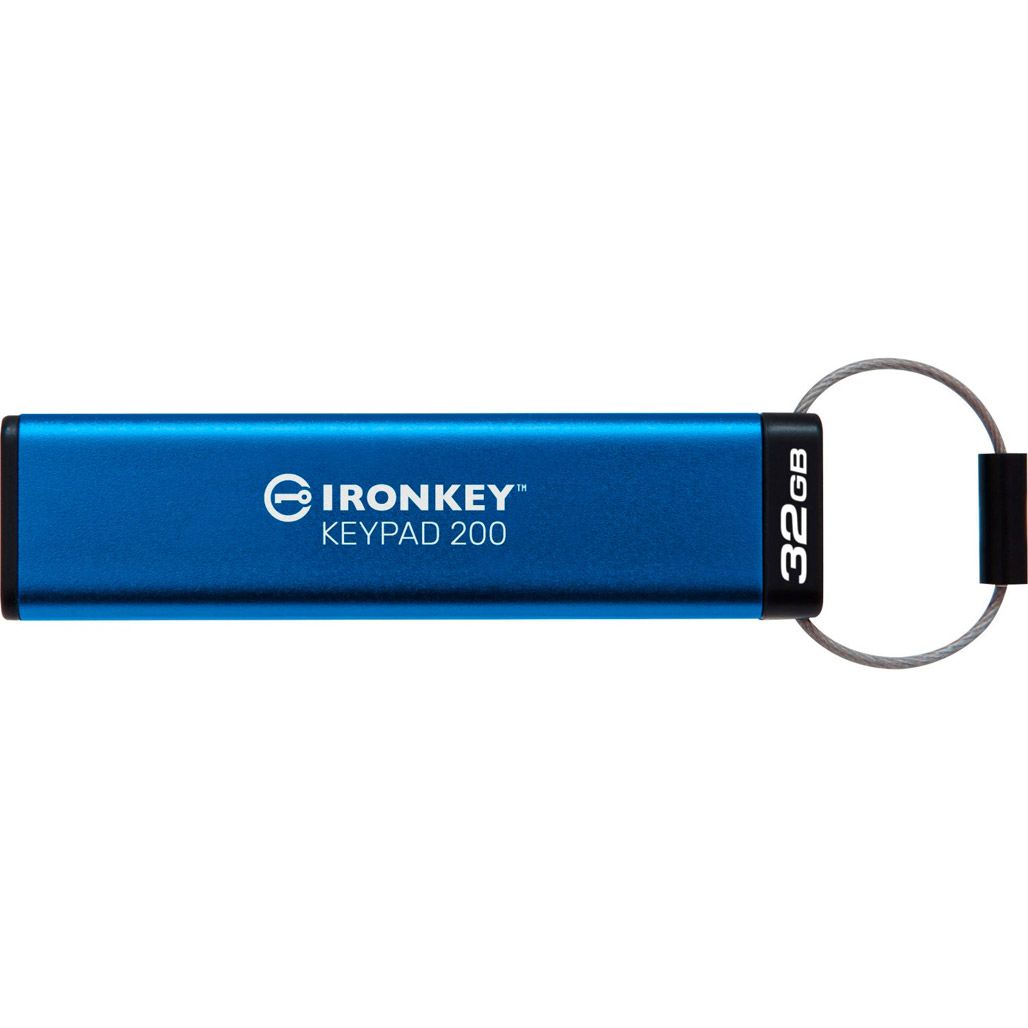 

USB флеш-накопичувач Kingston IronKey Keypad 200 32GB USB-A 3.2 Gen 1 Blue (IKKP200/32GB)