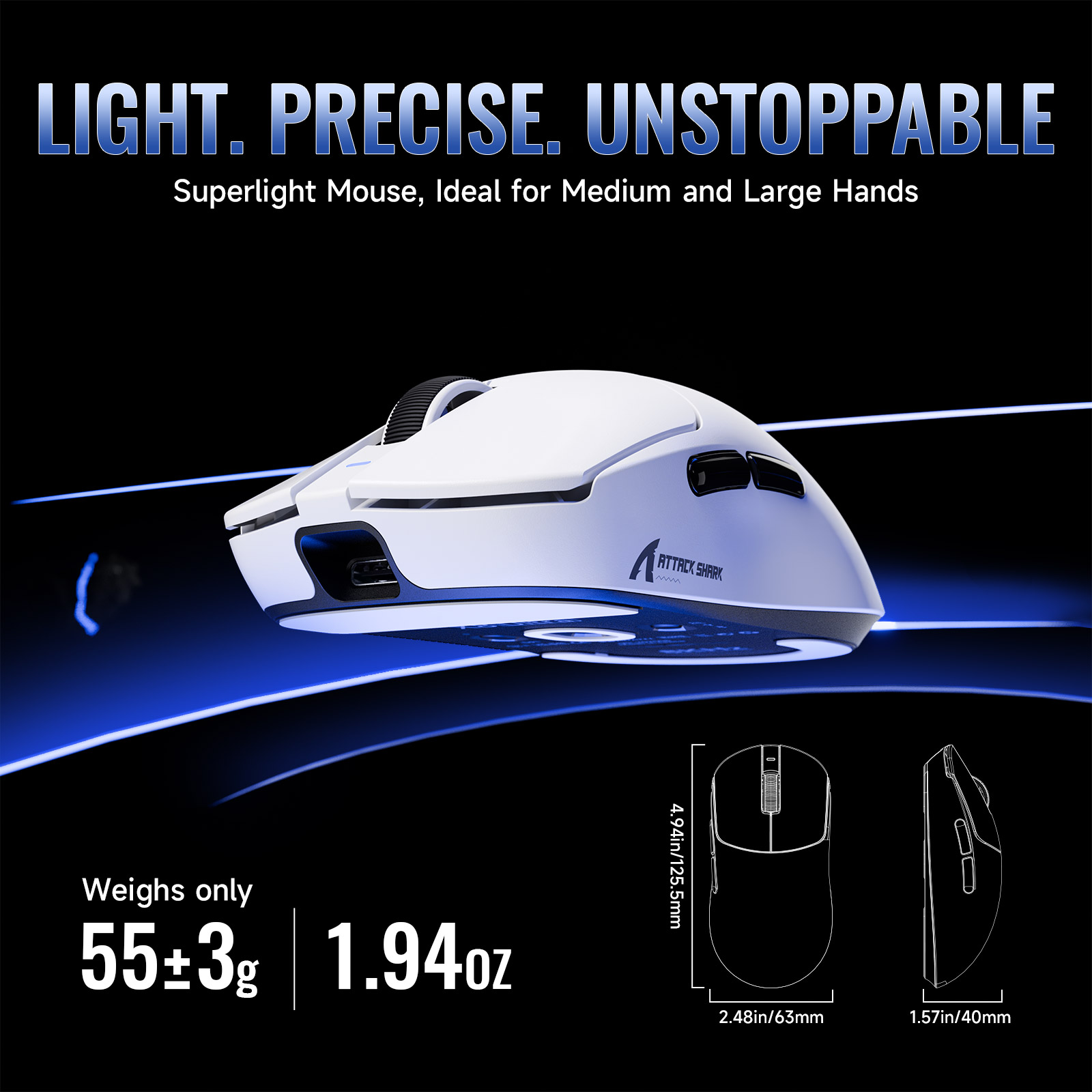 Миша Attack Shark X8SE White фото 3