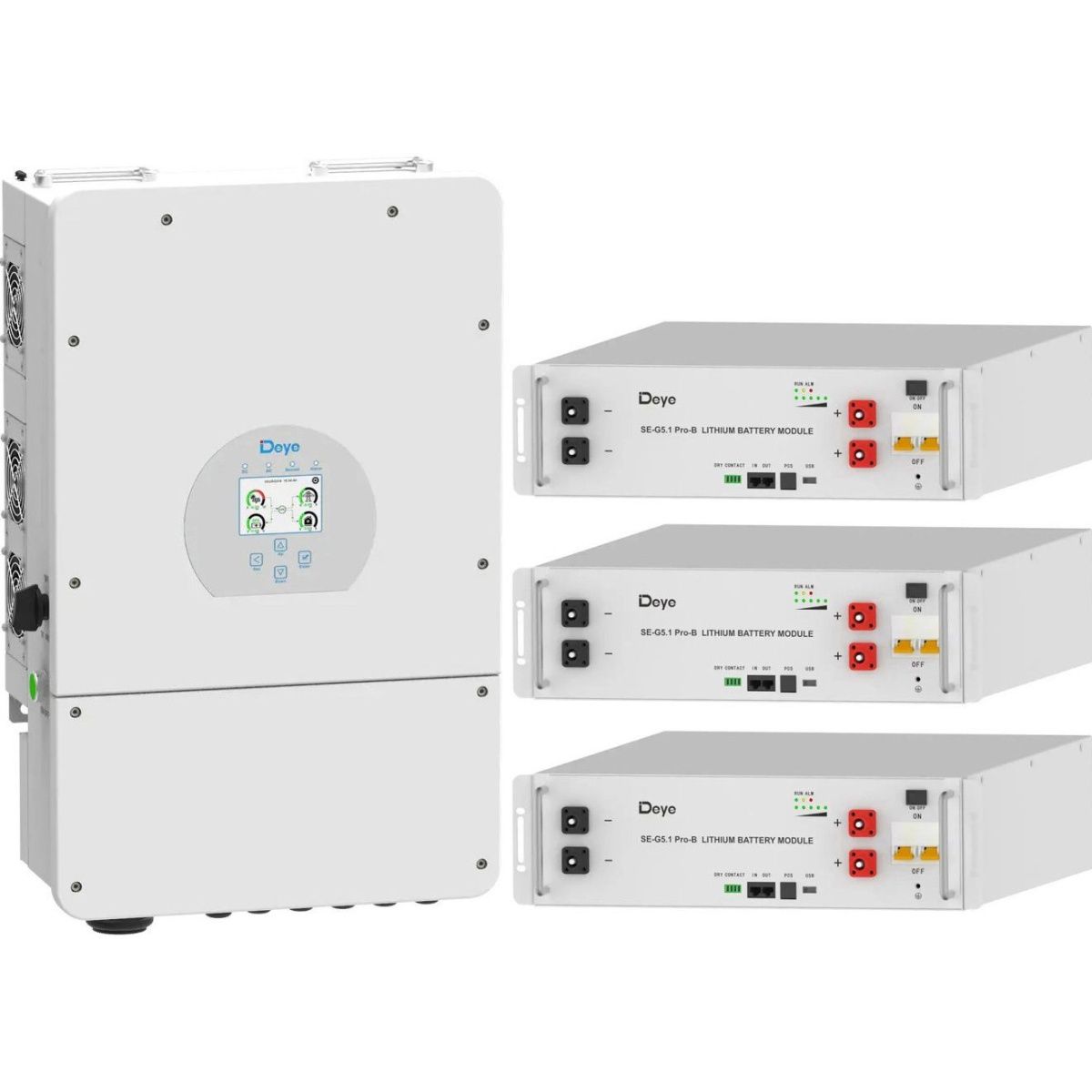 

Система хранения энергии Deye SUN-12K-SG02LP1-EU-AM3 12kW + 3 АКБ SE-G5.1 Pro-B 15.36 kWh (51.2V/100Ah/5120Wh)